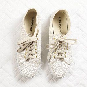Sold superga Snake Print Linen Upper Sneakers